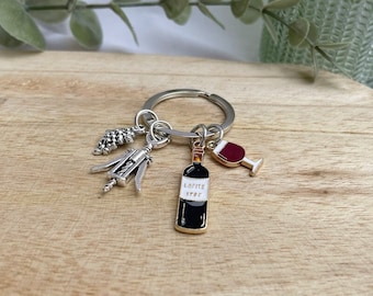 Schlüsselanhänger Wein Weinliebhaber Vino silber - Geschenk Anhänger Accessoire