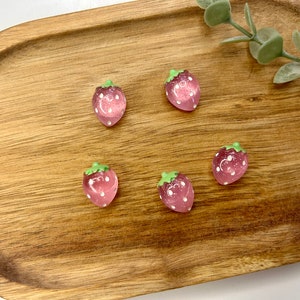 Magnete Erdbeeren 5 Stück transparent rosa l pink l rot Kühlschrankmagnete l Geschenk Bild 6