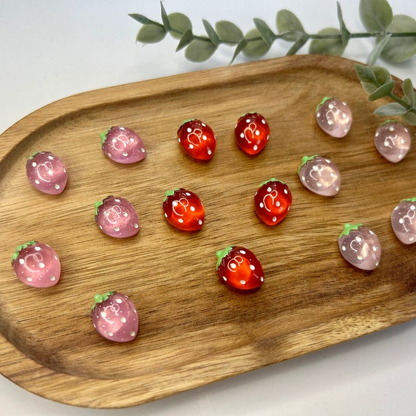 Magnete Erdbeeren 5 Stück transparent rosa l pink l rot -  Kühlschrankmagnete l Geschenk