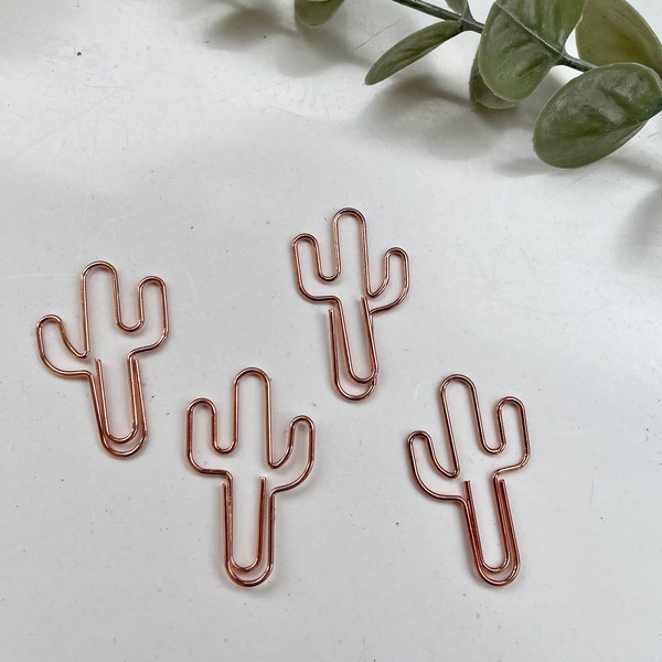 Paperclip Cactus Rose Gold Pack of 4 - Clip Journaling Budget Planner Office
