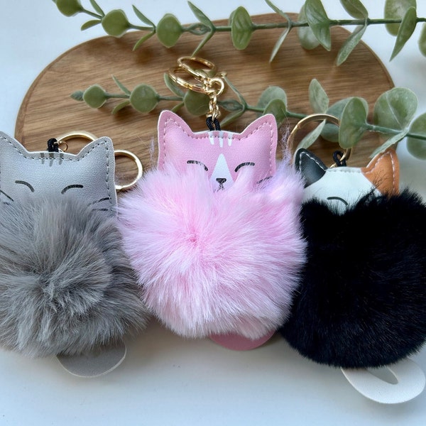 Schlüsselanhänger flauschige Katze - Geschenk l Anhänger l Accessoire