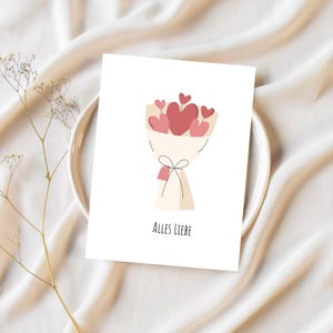 Digital postcard ‘All the best’ – Printable greeting card with heart • Lovingly designed • Instant download for printing