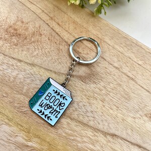 Keychain bookworm bookworm silver gift pendant accessory image 3