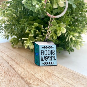 Keychain bookworm bookworm silver gift pendant accessory image 6