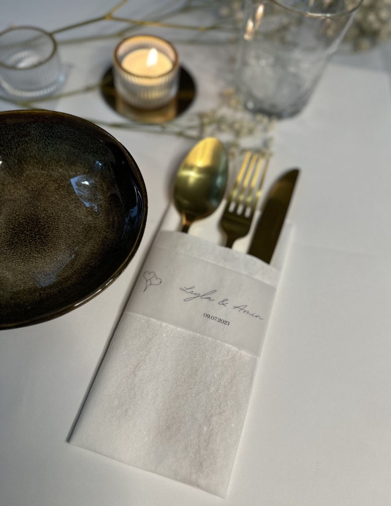 Banderole für Servietten Hochzeit I Personalisierte Servietten I Servietten Verlobung I Henna-Abend I Geburtstag I Besondere Anlässe Bild 2