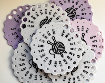 Knitting Needle Gauge Card