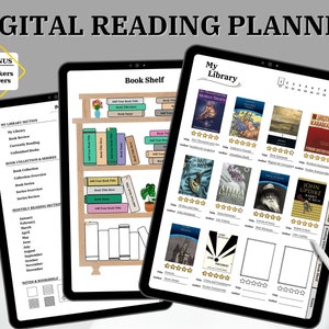 Diario di lettura digitale, diario digitale dei libri, registro di lettura, recensione di libri, tracker di libri, elenco di lettura, pianificatore di libri, diario Goodnotes, pianificatore di libri