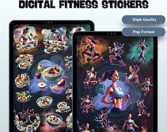 Digital Health & Fitness Stickers: Workout Planner PNG (Digital Download)