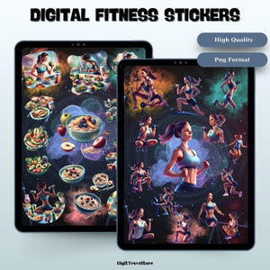 Digital Health and Fitness Stickers,Digital Planner Stickers,Workout Goodnotes Stickers,Girl Sticker,Digital journal stickers,Png Stickers