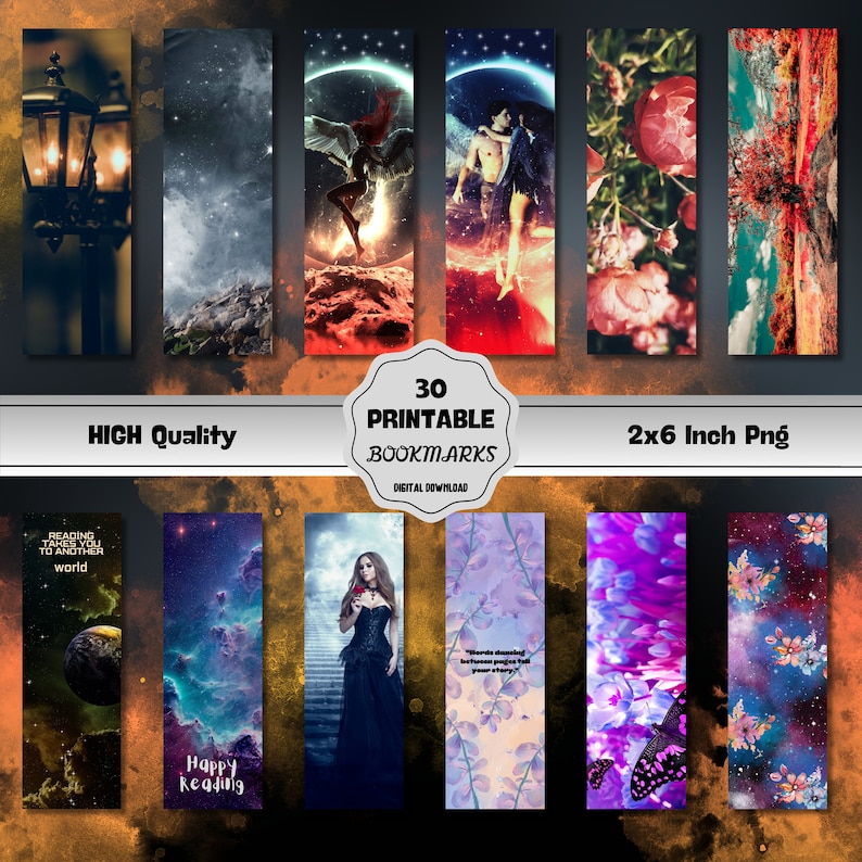 Fantasy Printable Bookmarks Bundle,bookmark SVG, Bookmark PNG, Bookmark ...