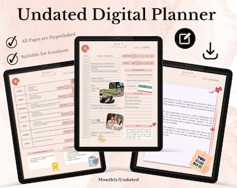 GoodNotes Planner/Undated Digital Planner/Printiable Planner/iPad Planner/Weekly Planner/Daily Planner/Monthly Planner/Notability Planner/