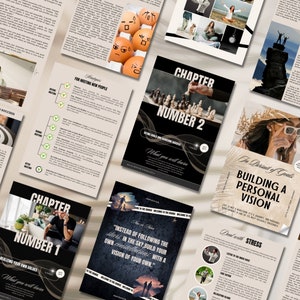 Puede incluir: Un conjunto de seis cap&iacute;tulos imprimibles en blanco y negro para un cuaderno de trabajo de autoayuda o desarrollo personal. Los cap&iacute;tulos se titulan "Darse cuenta de sus propios valores", "Establecer metas y lograr el &eacute;xito", "Construir una visi&oacute;n personal", "Lidiar con el estr&eacute;s", "Dominar el arte de la comunicaci&oacute;n" y "Vivir una vida con prop&oacute;sito".