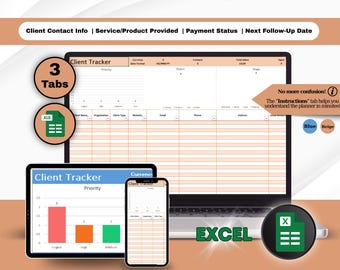 Client Tracker Excel Template: Small Business Customer Management (Digital Download)