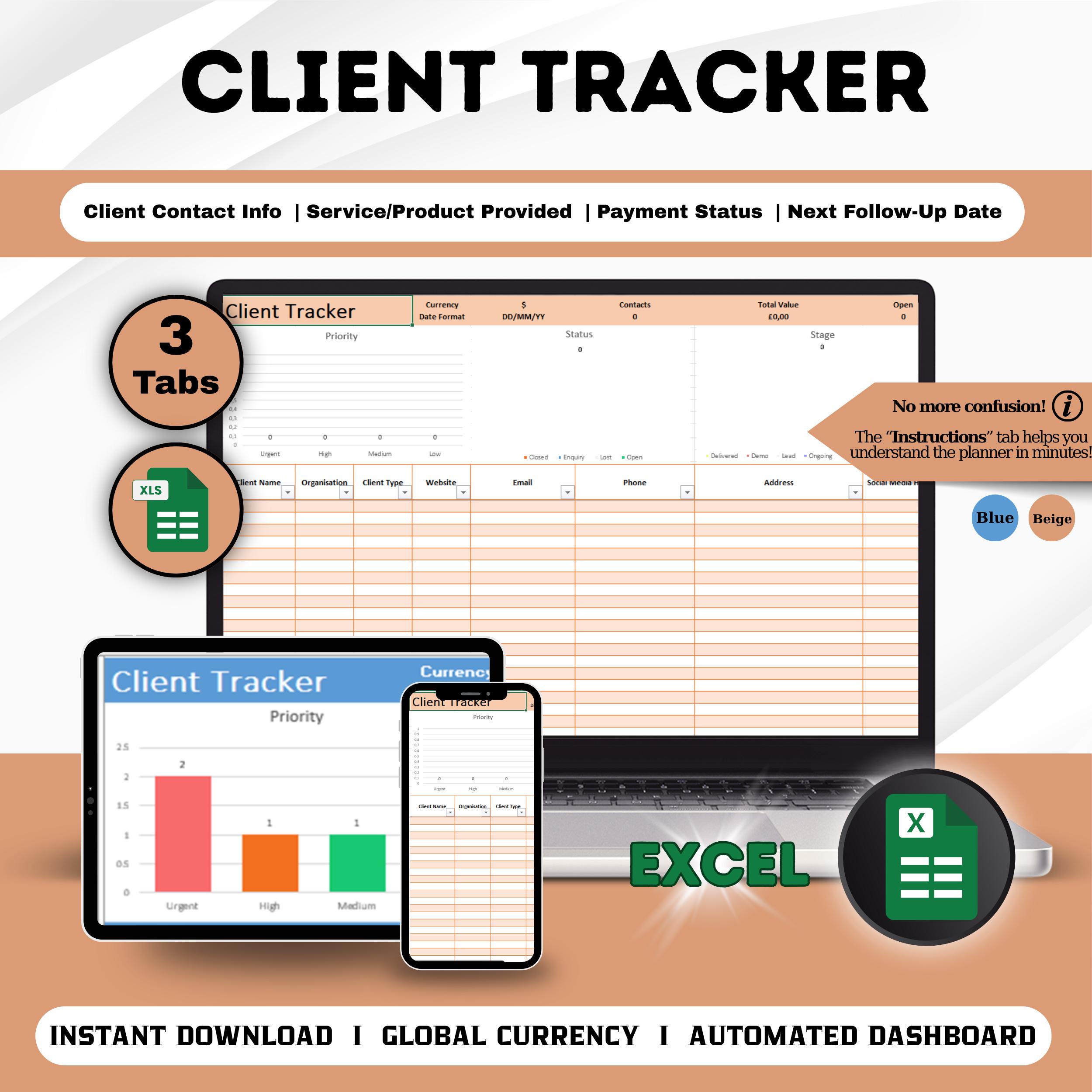 Client Tracker Excel Template: Small Business Customer Management ...