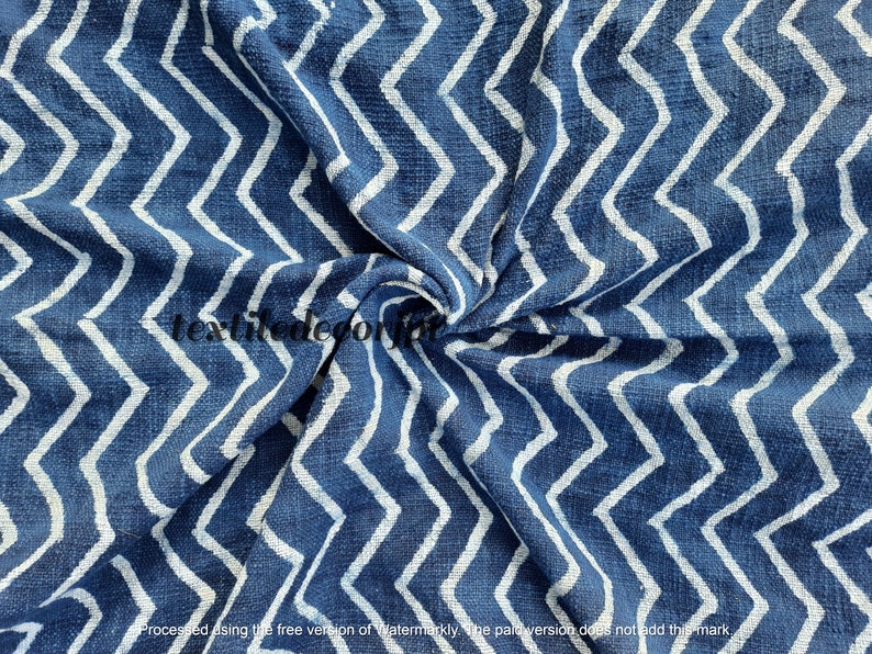 African Mud Cloth Hand Block Printed Blue Indigo 100% Cotton Throw Blanket Hand Woven Sofa Couch Wrap Travel Beach Outdoor Soft Cozy Blanket image 5