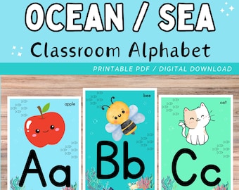 Ocean Alphabet Poster / Meer Klassenzimmer Dekor zum Ausdrucken