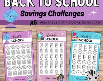 Spar-Challenges für die Schule / A6 Printable Tracker / DIGITALER DOWNLOAD