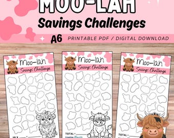 Highland Kuh Spar-Challenge Printable - Moo-lah A6 Spar-Tracker Digitaler Download PDF