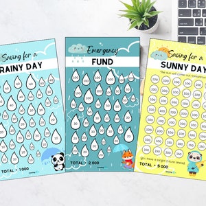 Rainy Day Savings Challenge A6 size DIGITAL DOWNLOAD image 1