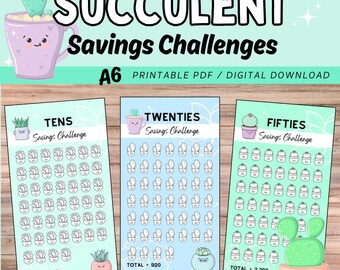 Sukkulenten Spar-Challenge / A6 / Zehner, Zwanziger und Fünfziger / Digital Download