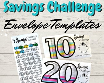 Savings Challenge Envelopes, Savings Tracker, Money Saving, Cash Envelope Template, Digital Download, Saving Printable