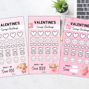 Valentines Savings Challenges A6 Savings Trackers image 1