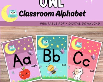 Eulen Alphabet Poster | A-Z Klassenzimmer Deko Eule (Digitaler Download)