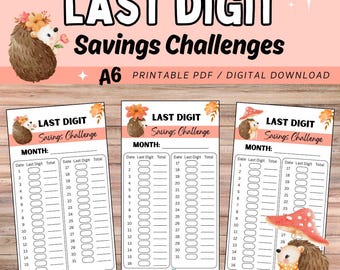 Last Digit Spares Challenge Printable - Igel A6 Spar-Tracker Set - Digitaler Download PDF