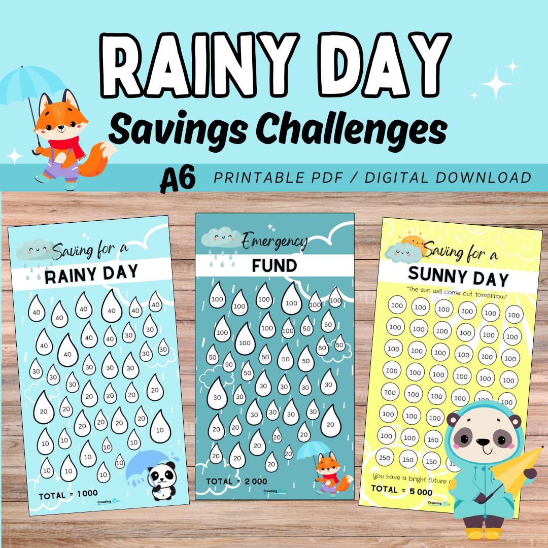 FTS スタジャン SAVE FOR RAINY DAY 5000 Rainy Day Fund Savings Tracker - Etsy