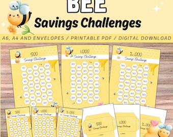Bee Savings Challenges set / A4, A6 and Envelopes / Digital Download