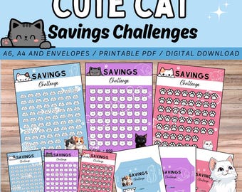 Katzen-Spar-Challenge-Set, Kätzchen-Tracker, Umschläge (digitaler Download)