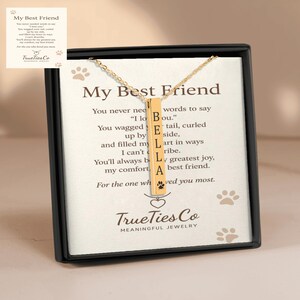 Collier prénom pour animal de compagnie « Mon meilleur ami » – Cadeau personnalisé avec empreintes de pattes pour les amoureux des chiens ou des chats avec une carte de vœux