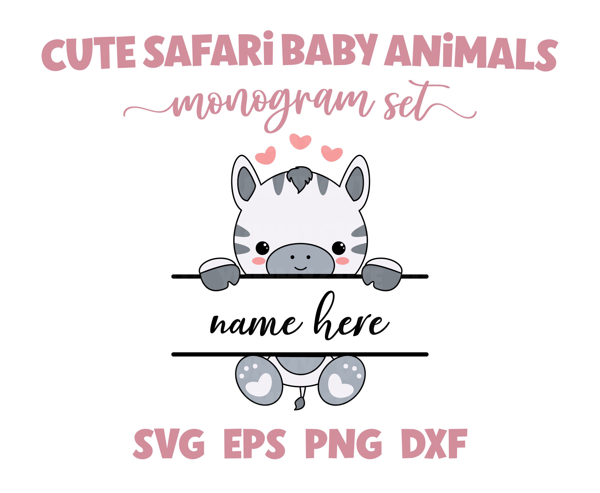 Cute Safari Baby Animals Split Monogram Cut Files - Etsy