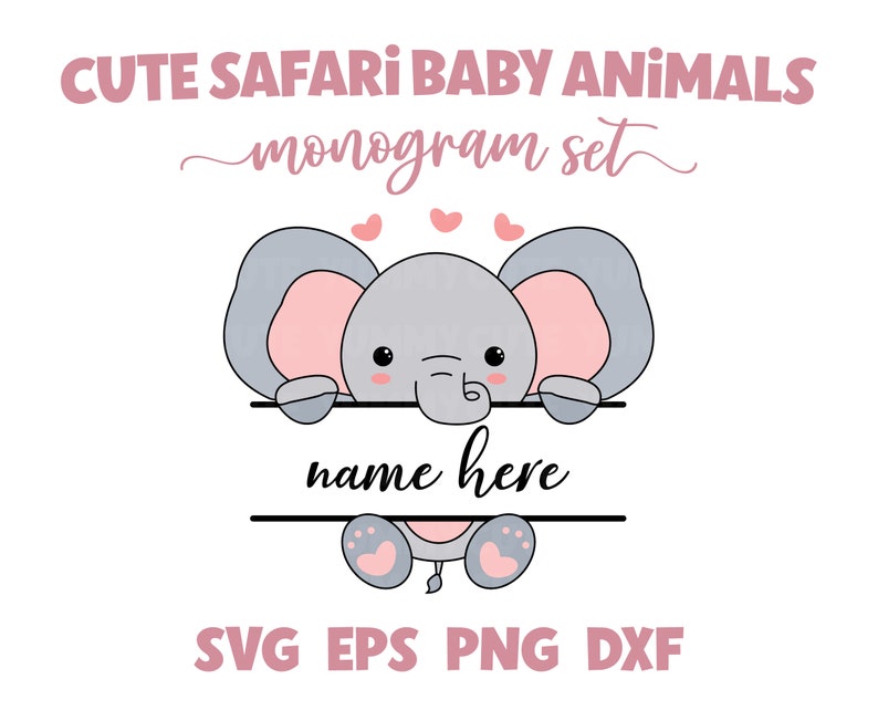 Cute Safari Baby Animals Split Monogram Cut Files - Etsy
