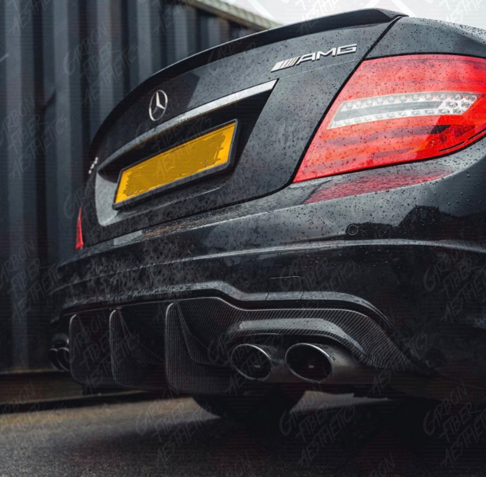 Mercedes Benz W204 C Class Carbon Fiber Rear Diffuser Big Fins Style ...