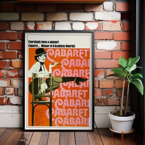 Póster de película de cabaret, póster de película vintage, arte cinematográfico vintage, póster de película clásica, póster de película retro, arte mural con póster de película