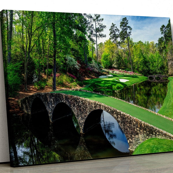Stampa su tela Augusta National Golf Club - Arte da parete del campo da golf - Amen Corner - Regali per il golf - Decorazione del club di golf - Grande arte su tela