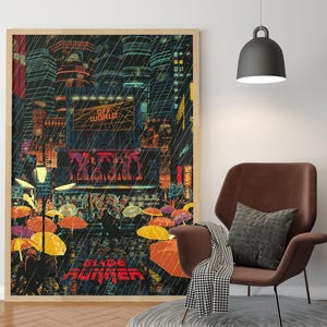 Blade Runner Canvas Art - Harrison Ford Movie Poster, Colorful Wall Decor, Ready to Hang Home Gift