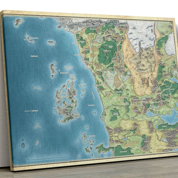 Explore the Forgotten Realms - Fearun Map Art Canvas - Ready to Hang Poster or Canvas Print