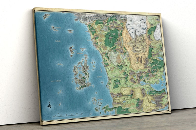 Explore the Forgotten Realms Fearun Map Art Canvas Ready to Hang Poster 