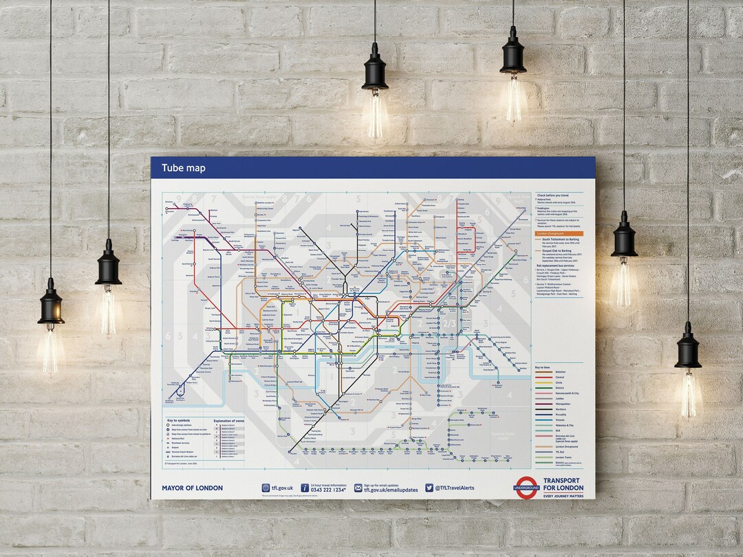 London Underground Tube Map Large Poster Art Print Home Etsy