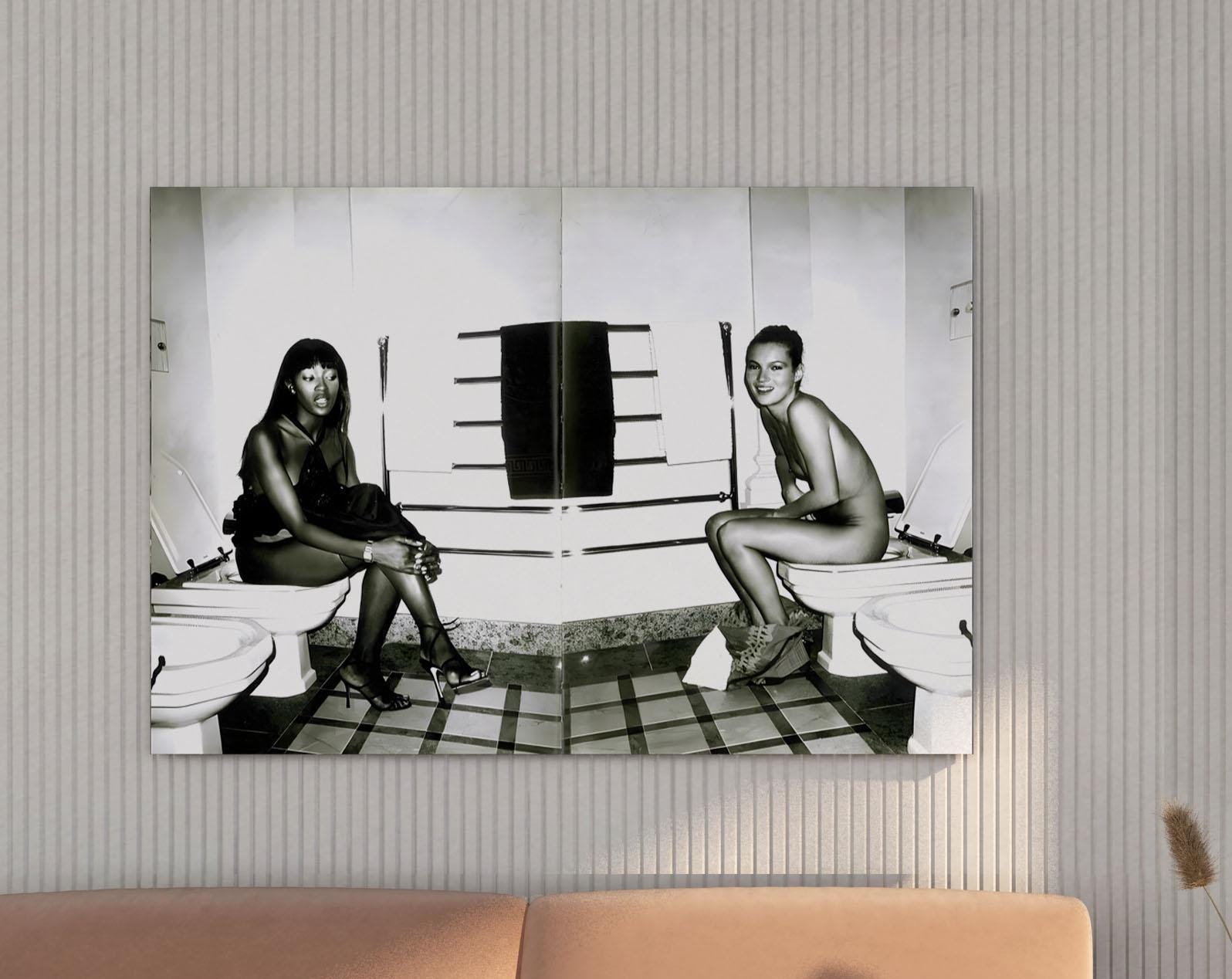 Kate Moss & Naomi Campbell Poster - Fashion Wall Art | Celebrity Room Decor, Stylish Fashion Print, Trendy Wall Decor, Model Photography