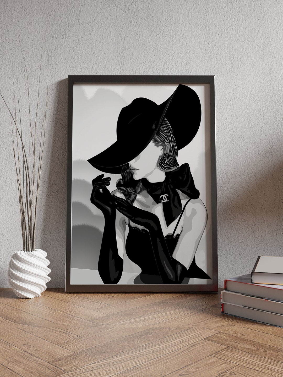Noble Woman Canvas Wall Art Woman in Black Hat Canvas Print Etsy