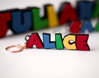 Custom Name Keychain: Colorful 3D Printed PLA Plastic