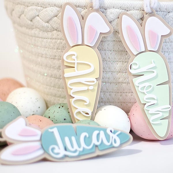 Personalized Carrot Easter Basket Tag: Custom Bunny Name Tag