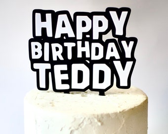 Custom Hollywood Sign Cake Topper - Name + Age + Happy Birthday - Pink Fashion Doll - 3D Printed
