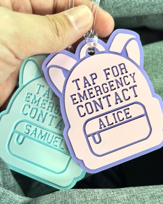 Back to School NFC Emergency Contact Keychain: Custom Tap Tag, Biodegradable PLA