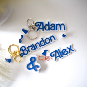 Blue Custom Name Keychain: 3D Printed Backpack Tag