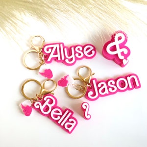 30% OFF - Bulk Order - PERSONALIZED KEYCHAIN fashion pink doll inspired - Bag Charm - Keychain Party Favor - Back to School - Backpack Name