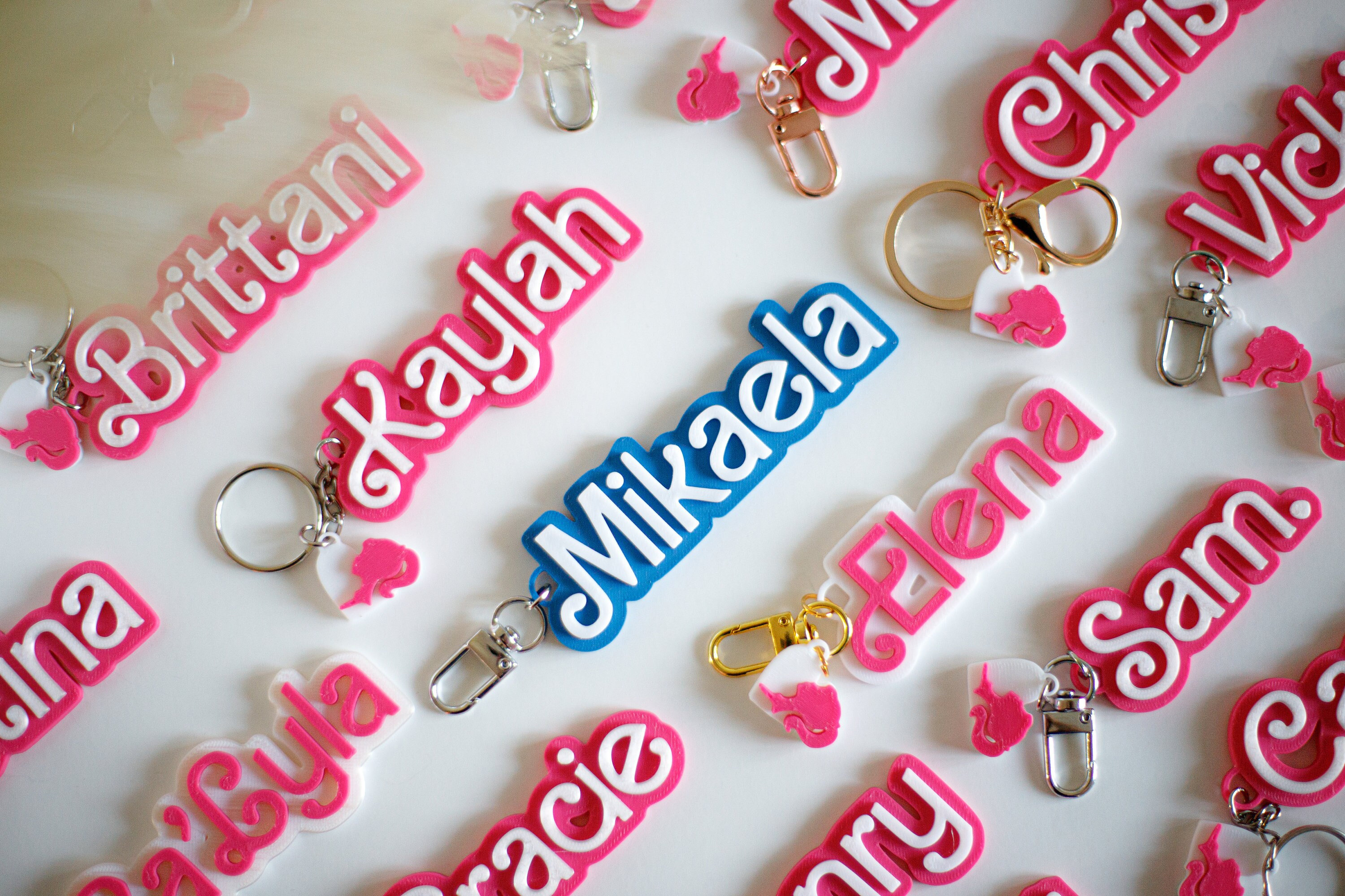 Off white pink keychain best sale